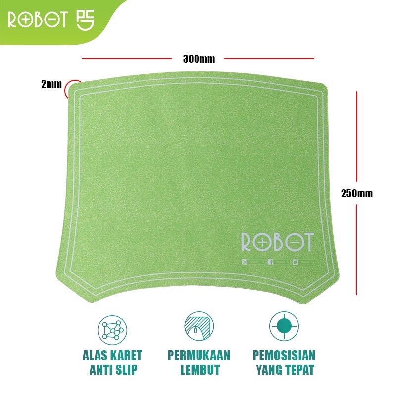 ROBOT - Mousepad Anti Slip RP04 Gaming Polos Hijau Murah Rubber Original