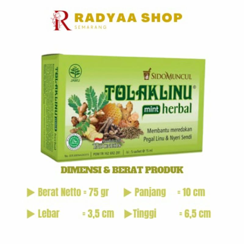 Tolak Linu Mint Cair Dus 5's Obat Herbal - Pegal Linu Nyeri Sendi