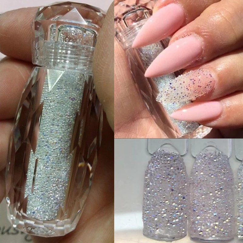 1 Botol Stiker Manik-Manik Kristal Caviar 3D Aneka Warna Untuk Dekorasi Nail Art