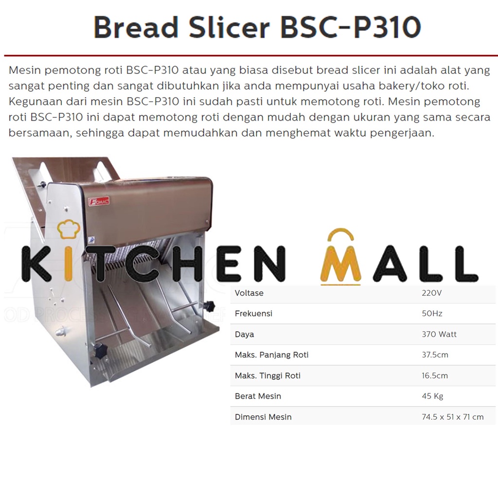 FOMAC BSC-P310 Mesin Pemotong Roti Tawar - mesin Pengiris Roti