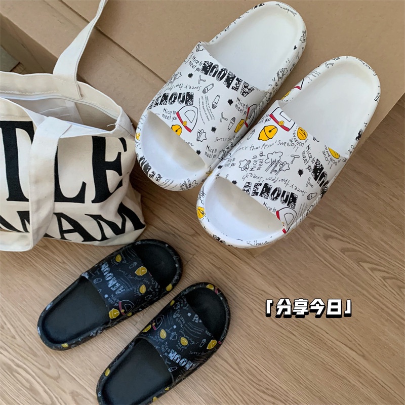 ☀CAMILO☀ SF02 Sandal Slop Motif Panda / Sandal Slop Motif lOVE /  Sandal Fashion Wanita / Sandal Lucu &amp; Imut / Slip Sandal Cewek Sandal Import