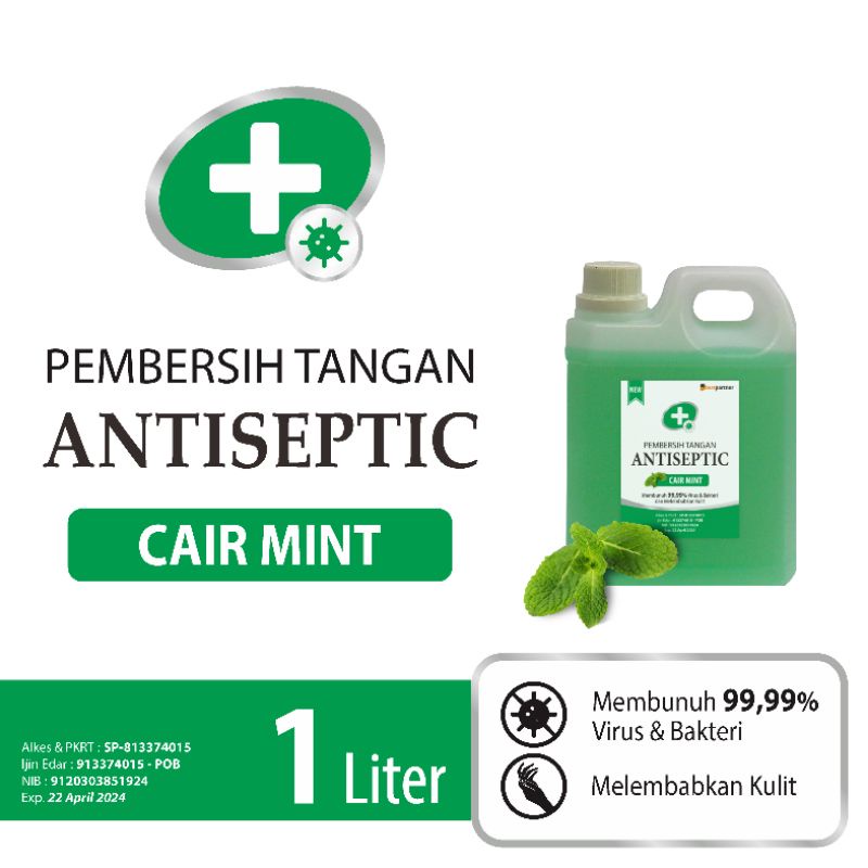 Handsanitizer antiseptic cair MINT jurigen 1 liter