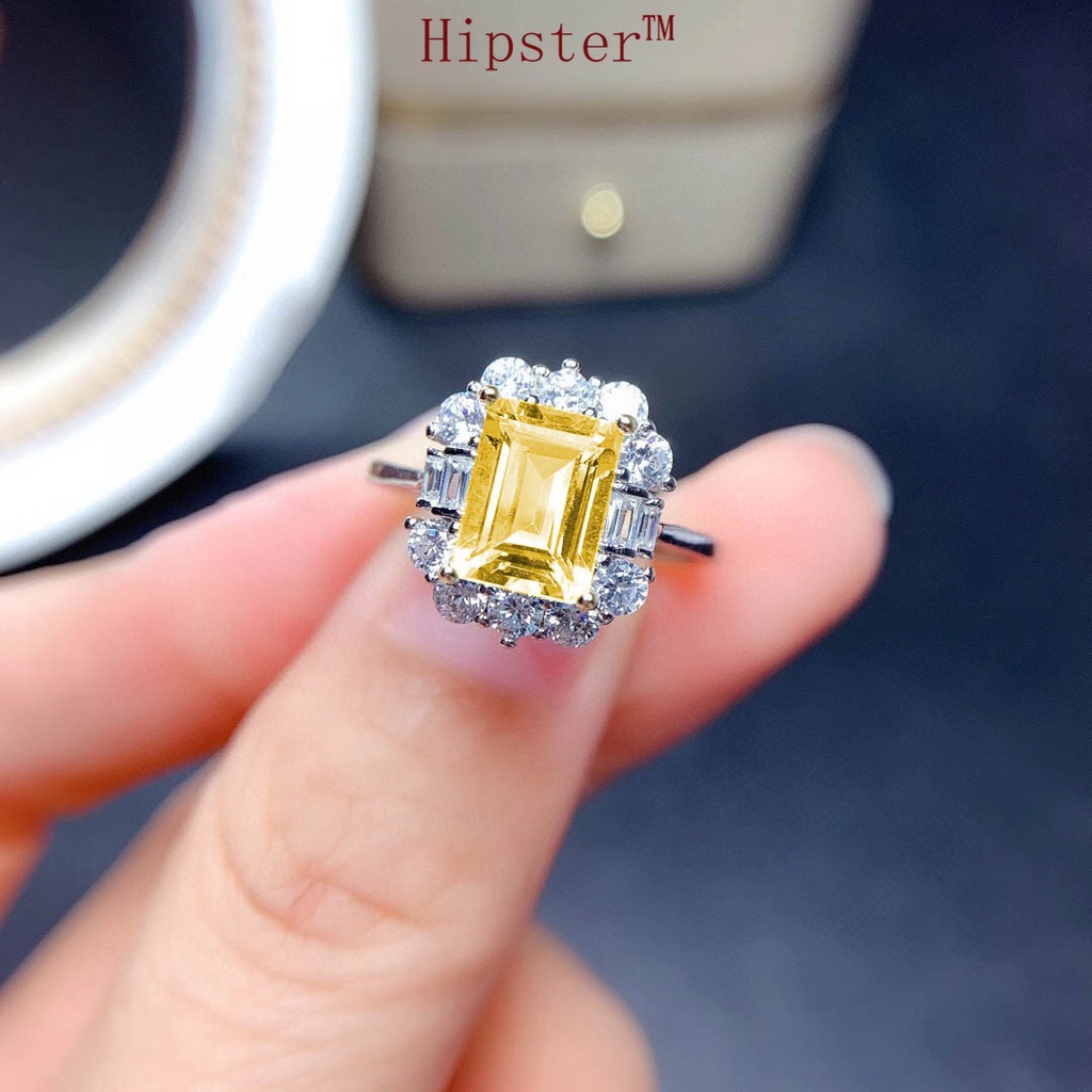 New Hot Sale Trendy Light Luxury Rectangular Emerald Cutting Open Ring