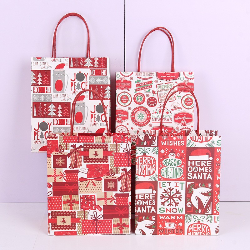 BXKT paperbag box kotak natal christmas bingkisan hadiah goodie bag me - MERAH PUTIH, S