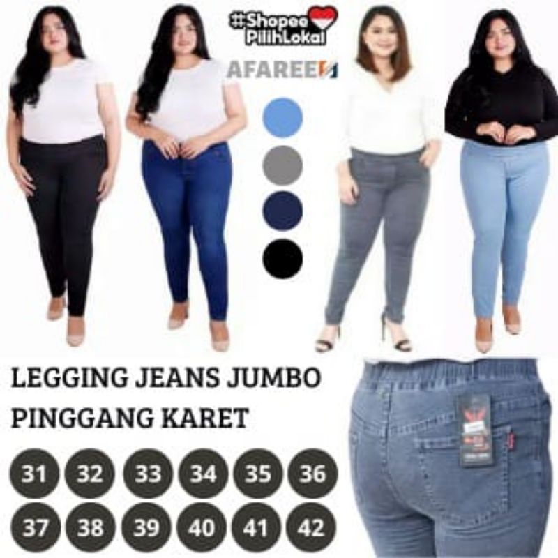 Celana Jeans Jumbo Wanita Pinggang Karet Sofjeans Legging