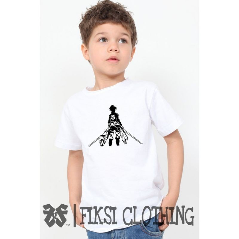 Tshirt Baju Kaos Anak Karakter Eren Yeager AOT - Fiksi Clothing
