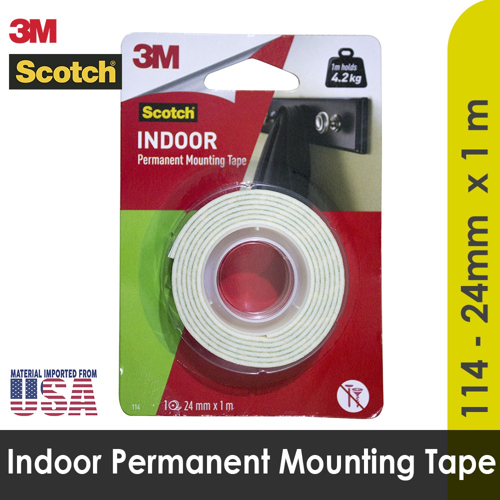 Indoor Permanent Mounting Double Tape  3M 24 mm x 1 m Scotch 114