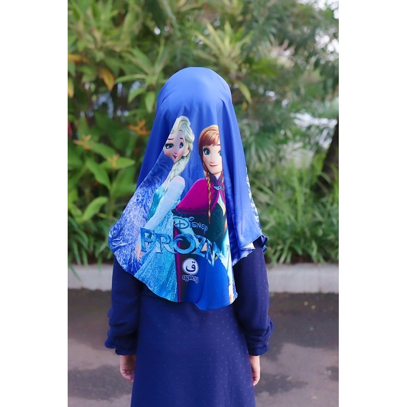 BERGO HIJAB INSTANT ANAK PRINTING MOTIF FROZEN / JILBAB ANAK LUCU KARAKTER , JILBAB ANAK