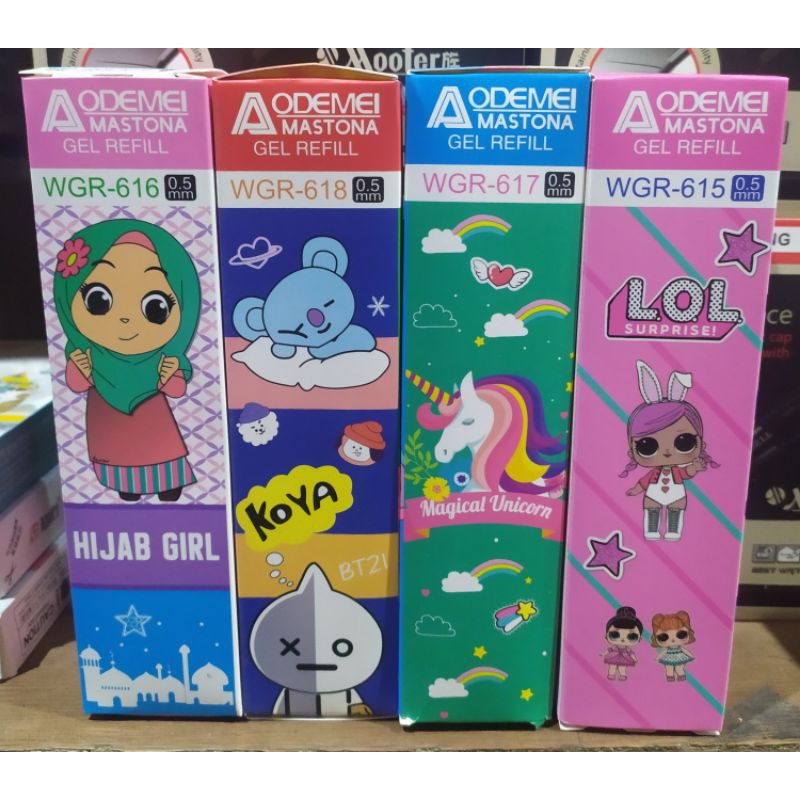 

BT21 Reffil Gel isi 20 Pcs/ mata pena 0,50/0.38/ isi bulpen)/Hijab LoL Unicorn