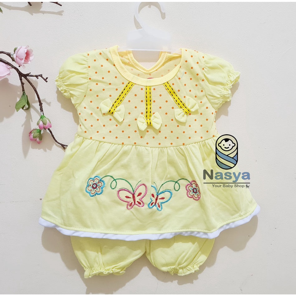 [N-076] Baju bayi Lengan Pendek / setelan baju bayi bermotif MURAH (3-6 bulan)