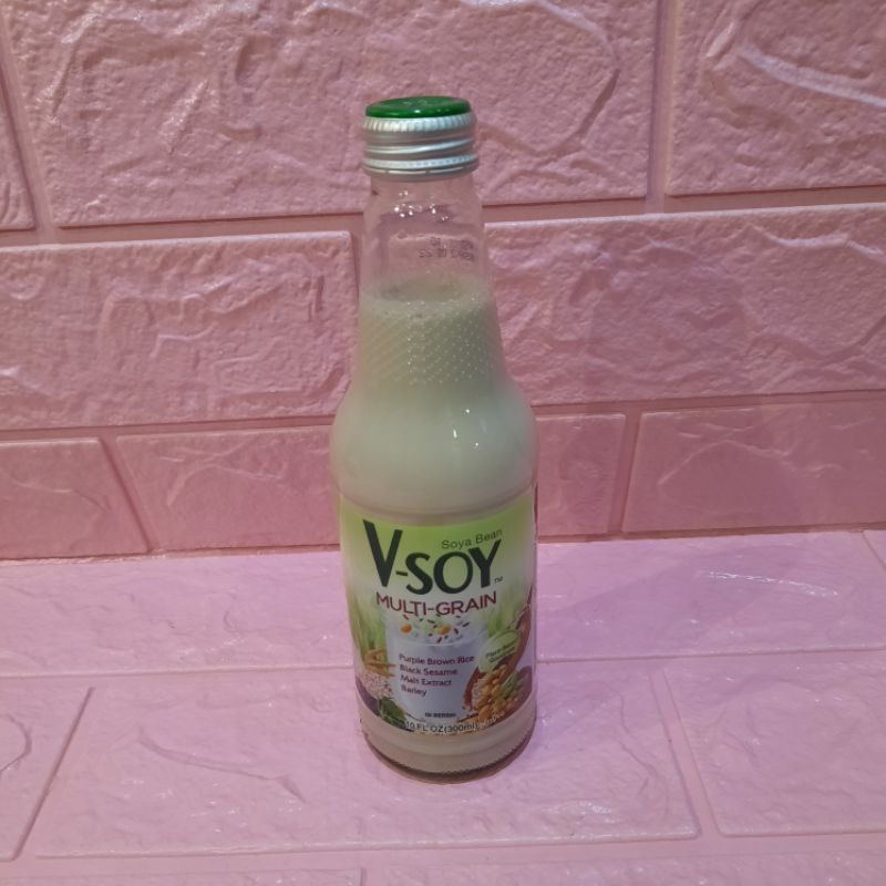 

V-Soy Susu Kedelai Multi Grain Soya Bean Milk Botol Gelas 300 Ml