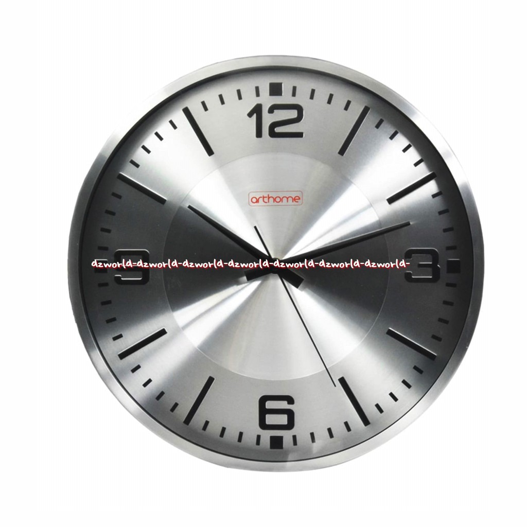 Arthome Wall Clock Silver Alumunium Big Number 35cm Jam Dinding Art Home Perak