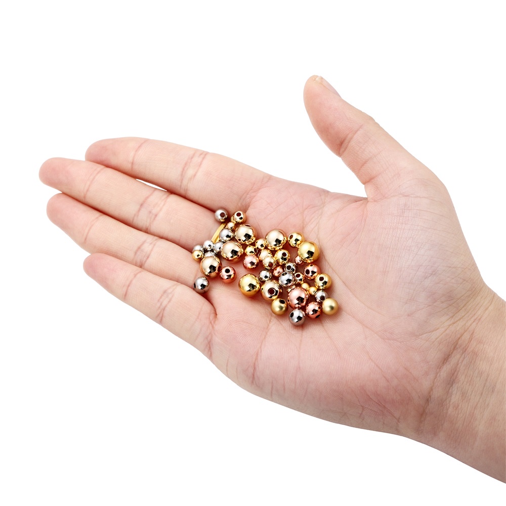 St.kunkka 14K Gold Electroplating Spacer Beads Seed Metal Beads Untuk Aksesoris Pembuatan Perhiasan