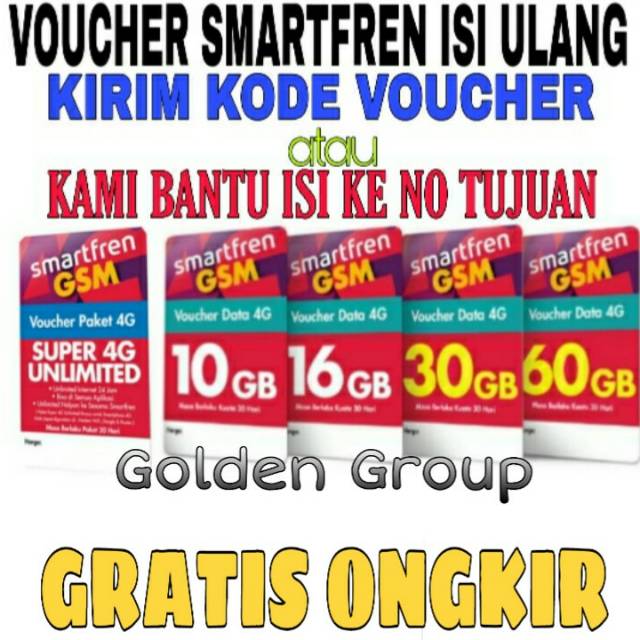 Voucher Smartfren 10gb,18gb,30gb,60gb,Unlimited NONSTOP
