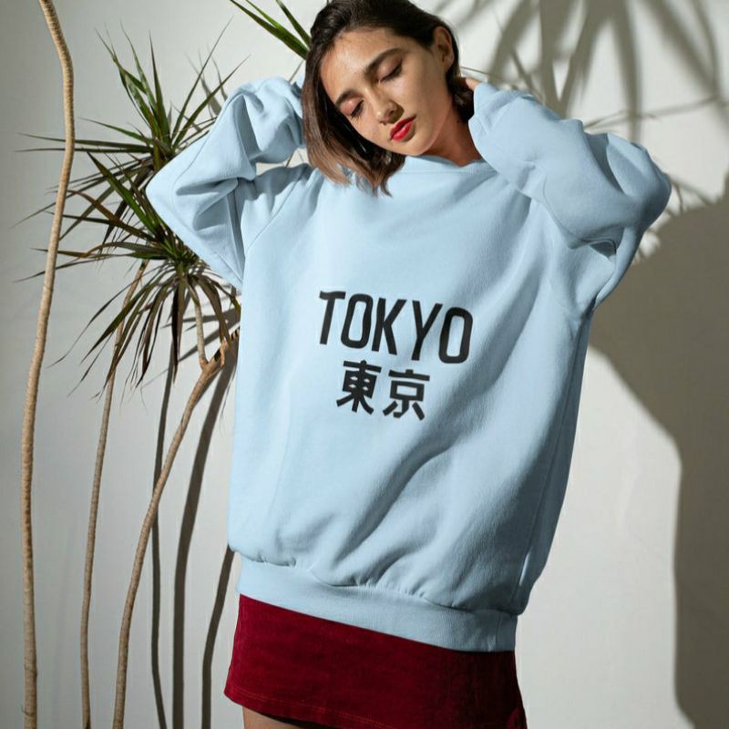 Sweater TOKYO Japanese Big Size S - XXXXXL(6XL) Sweatshirt OVERSIZE Crewneck Harajuku Kawaii Comfy Pria Wanita Jumbo 5XL 4XL 3XL 2XL XL L M