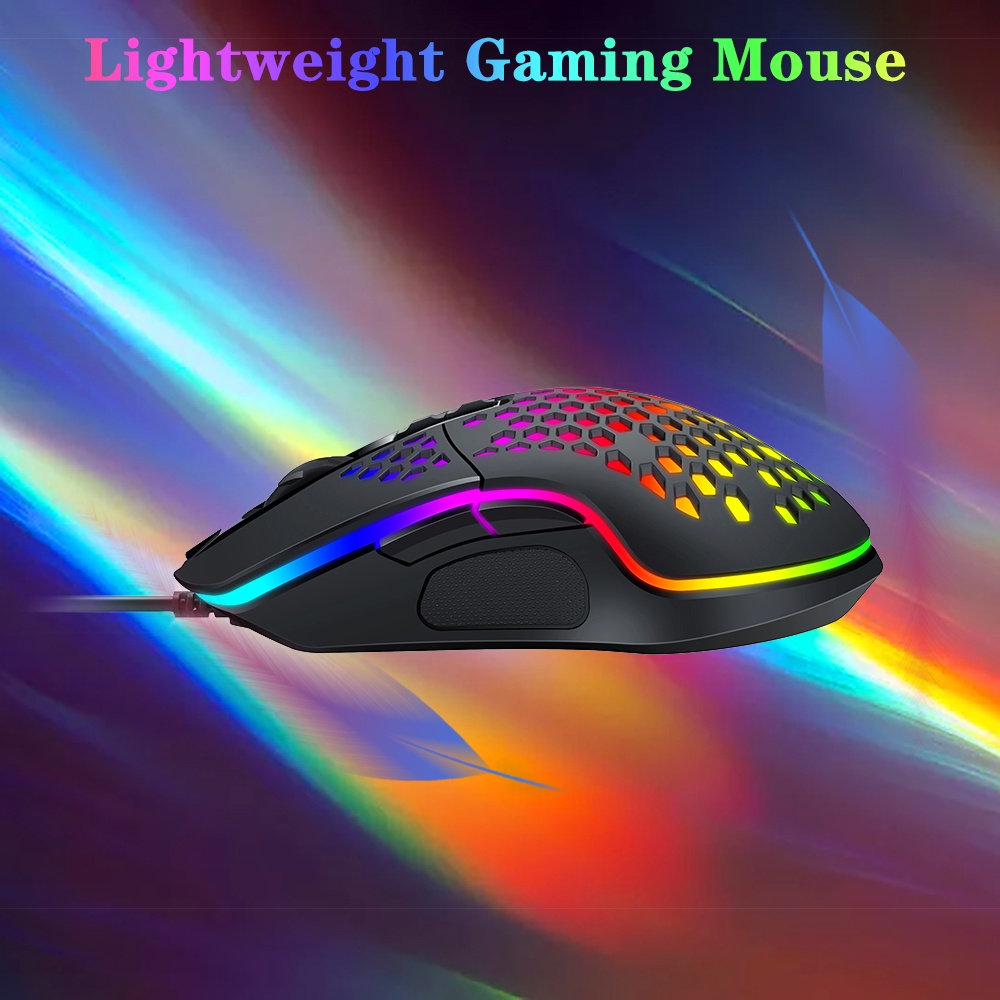 Mouse Kabel Terang Untuk Gaming Honeycomb Mouse Hollow Hole Bright Wired Mouse Mouse Mouse Gamer Optik Dengan LED RGB