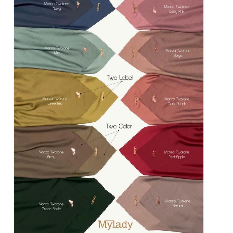 [PL] Hijab Monza Twotone Color by Mylady Hijab | Hijab Bolak Balik | Bobal Scarf