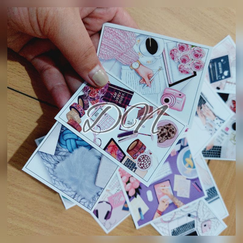 

isi 14 pcs stiker photo kertas stayhome sticker glossy gambar stayhome aesthetic