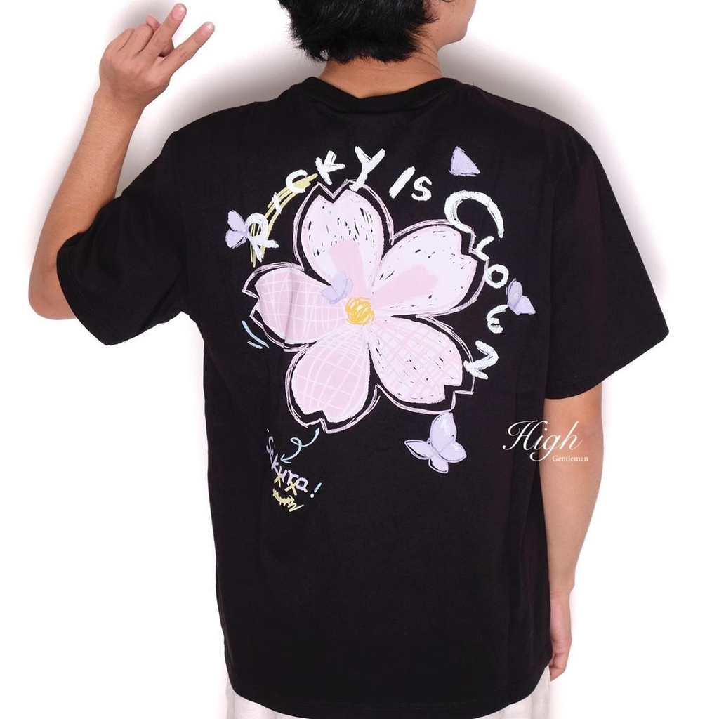 Ricky Is Clown Crayon Butterfly Sakura Tee Black 100% Authentic