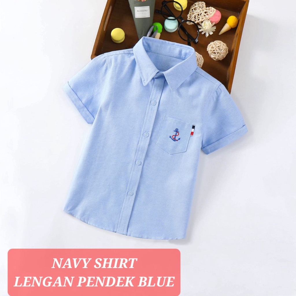 BAJUKIDDIE NAVY SHIRT KEMEJA ANAK REMAJA LAKI LAKI LENGAN PENDEK PANJANG FASHION KASUAL KOREA IMPORT