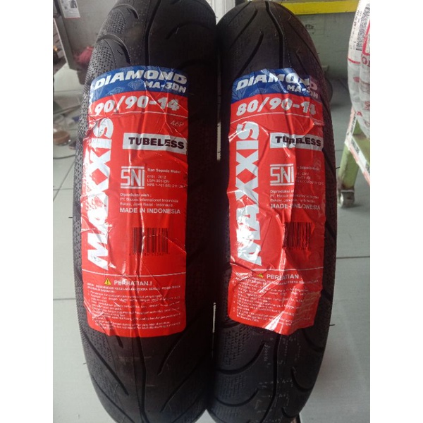 PAKET BAN TUBLESS MAXXIS DIAMOND RING 14 80/90 ~90/90 FREE PENTIL