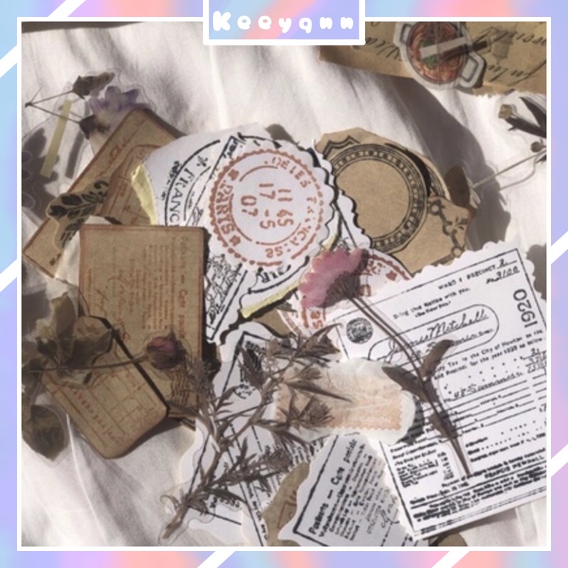 

(Read description) Sticker franco flower and butterfly Paper Stamp Vintage For Journal and Scrapbook/Kertas Sticker Stamp Aesthetic Vintage Journal and Scrapbook Old book