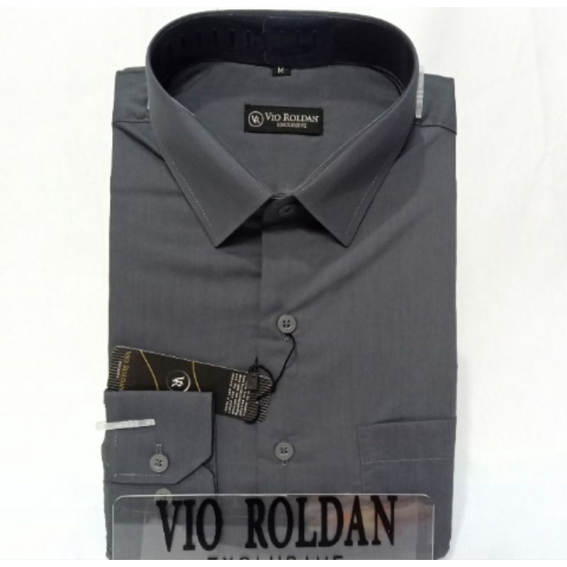 Vio Roldan Kemeja Polos Slim Fit Lengan Panjang Kemeja Katun Kemeja Formal Kemeja Pria