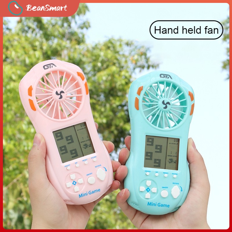 Mini Fan Portable Tetris Bricks Game Kipas Genggam Kecil Konsol Game Genggam Game Kecil