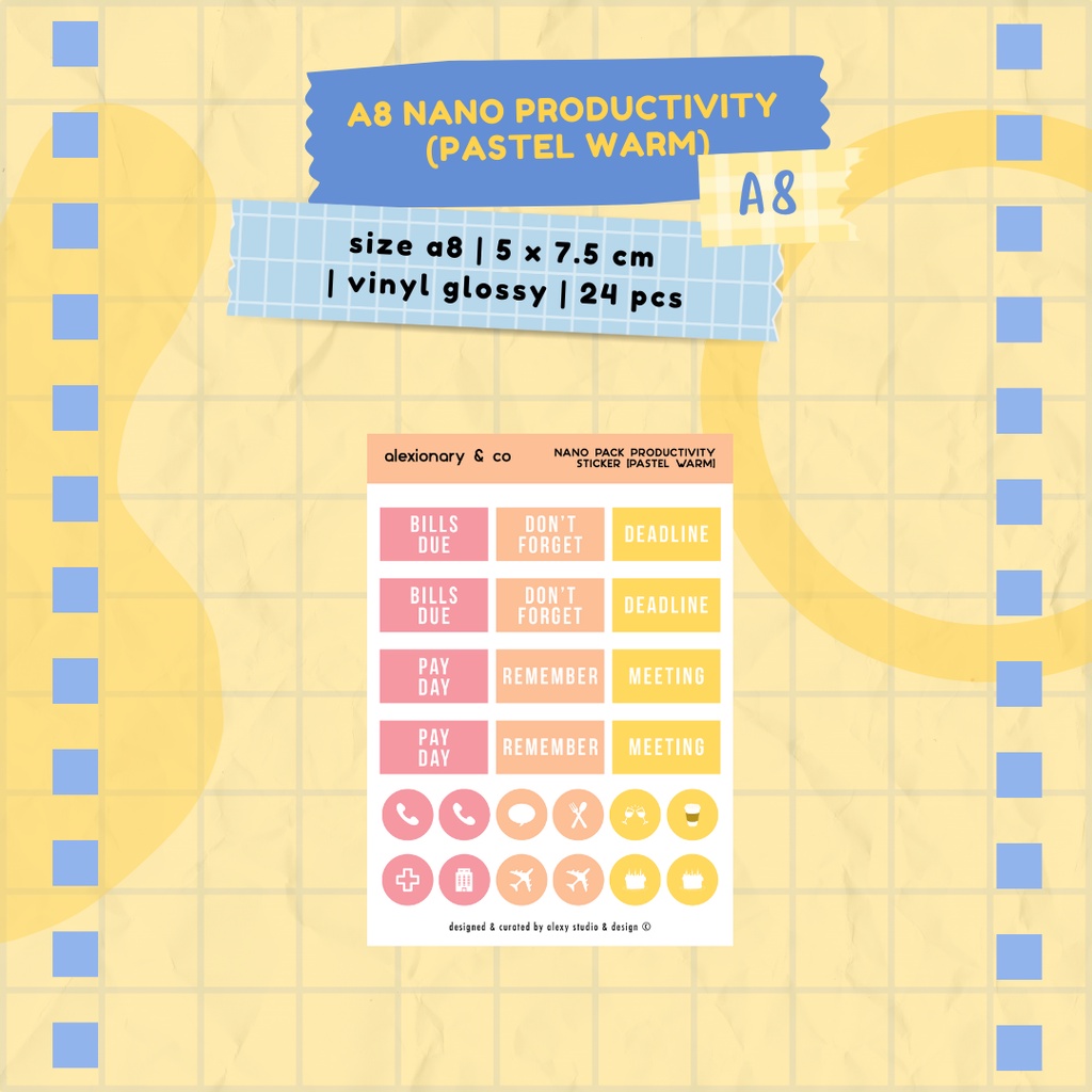 

Journal Planner Nano Productivity Sticker [Warm] | A8 5 x 7.5 cm | stiker murah jurnal scrapbook planner mini kecil deco cute