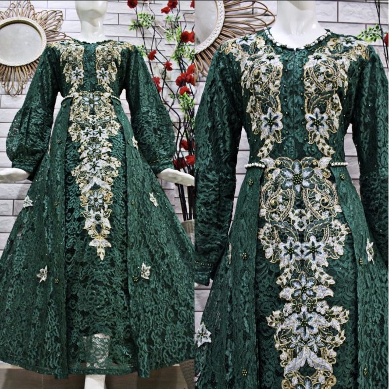 Baju muslim / Gamis brokat bordir / Gamis brokat terbaru / Gamis brokat termurah / Gamis brokat terl