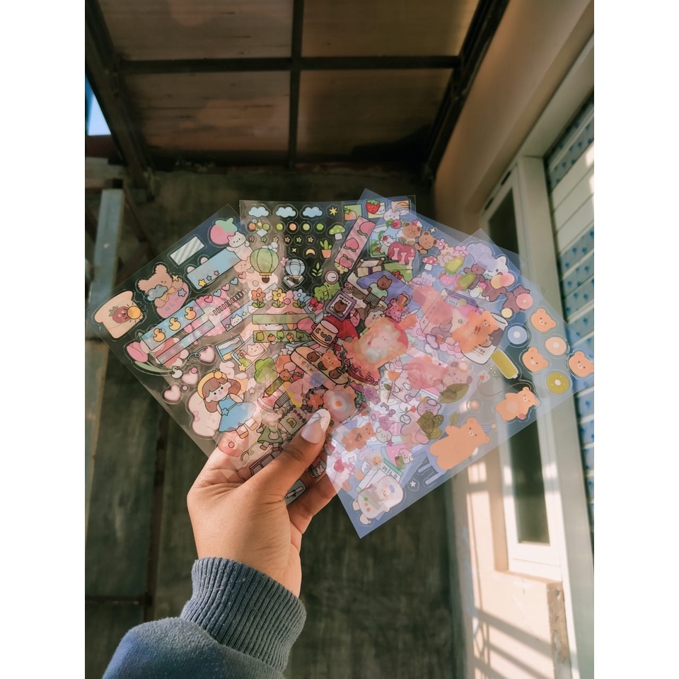 

[Canaya] Sticker Sheet Kartun Perempuan Series|| Sticker PVC Girl Bear kisscut || bujo || Deco || Aesthetic || Journal || Dekorasi