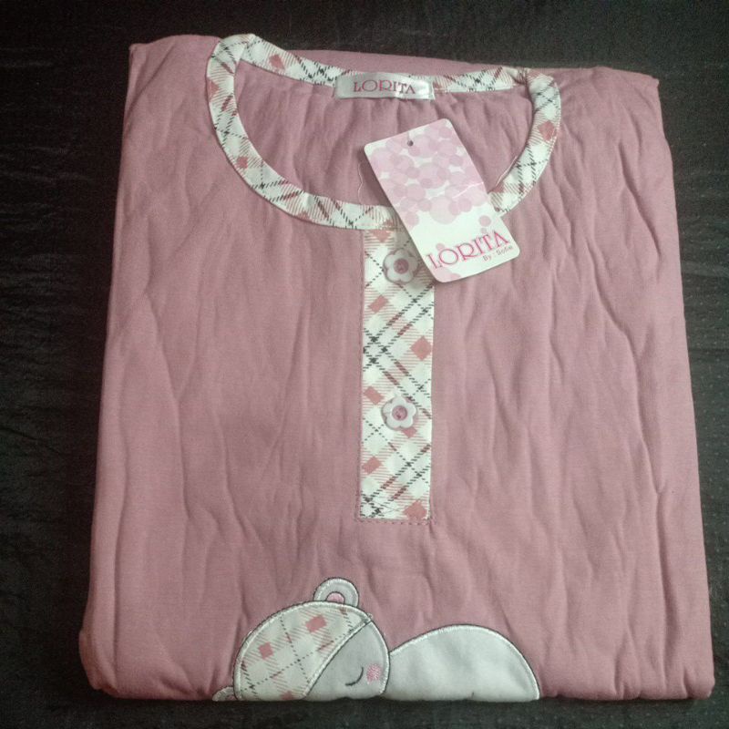 flo_style-baju tidur 3/4 jumbo kaos tebal lorita tinny by Sofie termurah/terlaris(Etalase2geser☝️-Bata 086