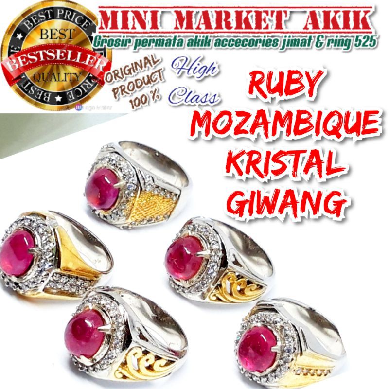 Batu permata ruby mozambique kristal giwang