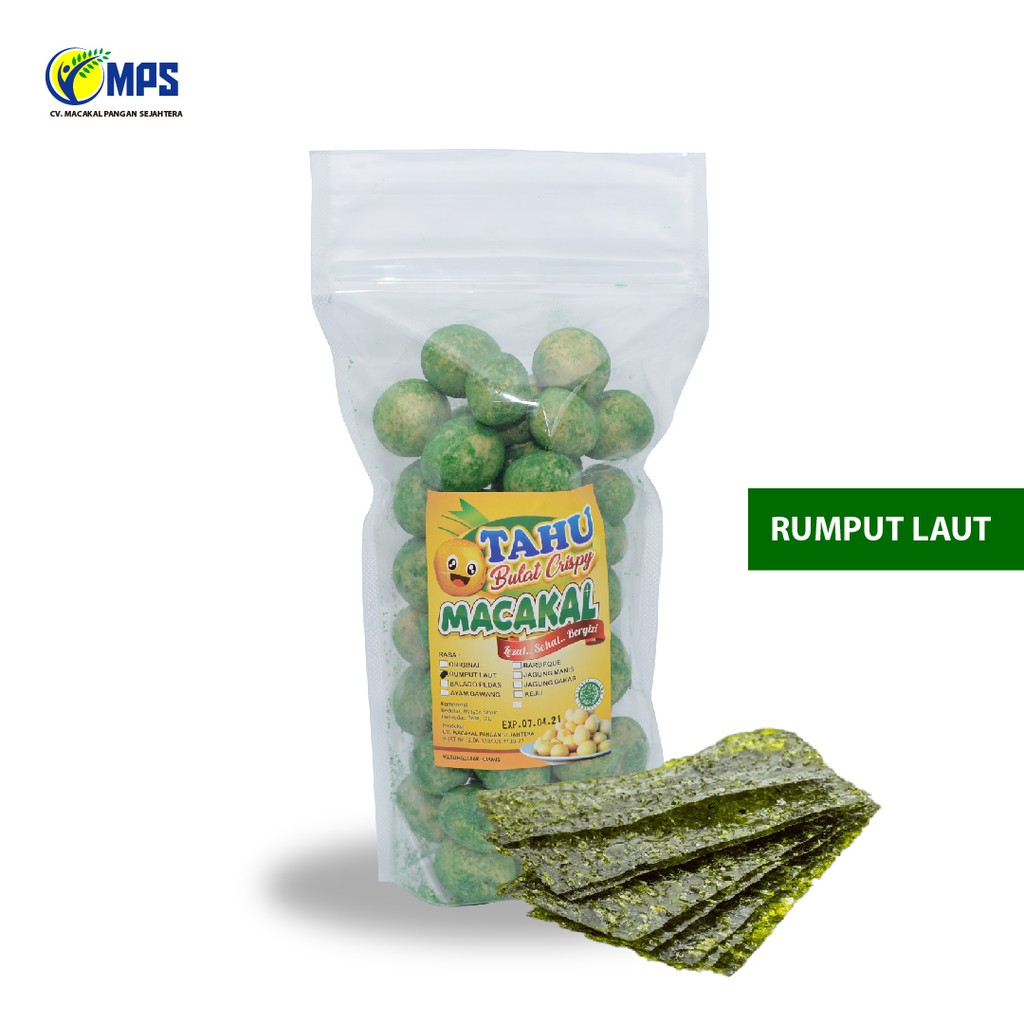 

Keripik Tahu Bulat Mini Kering Crispy Kering Macakal Rasa Rumput Laut Kemasan Pouch Tinggi