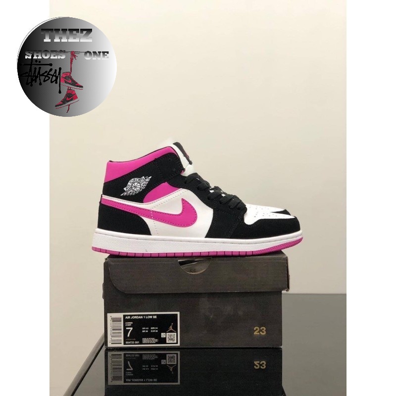 Sepatu Nike Air Jordan 1 Mid " Magenta Cactus Black " Thez_Shoesone