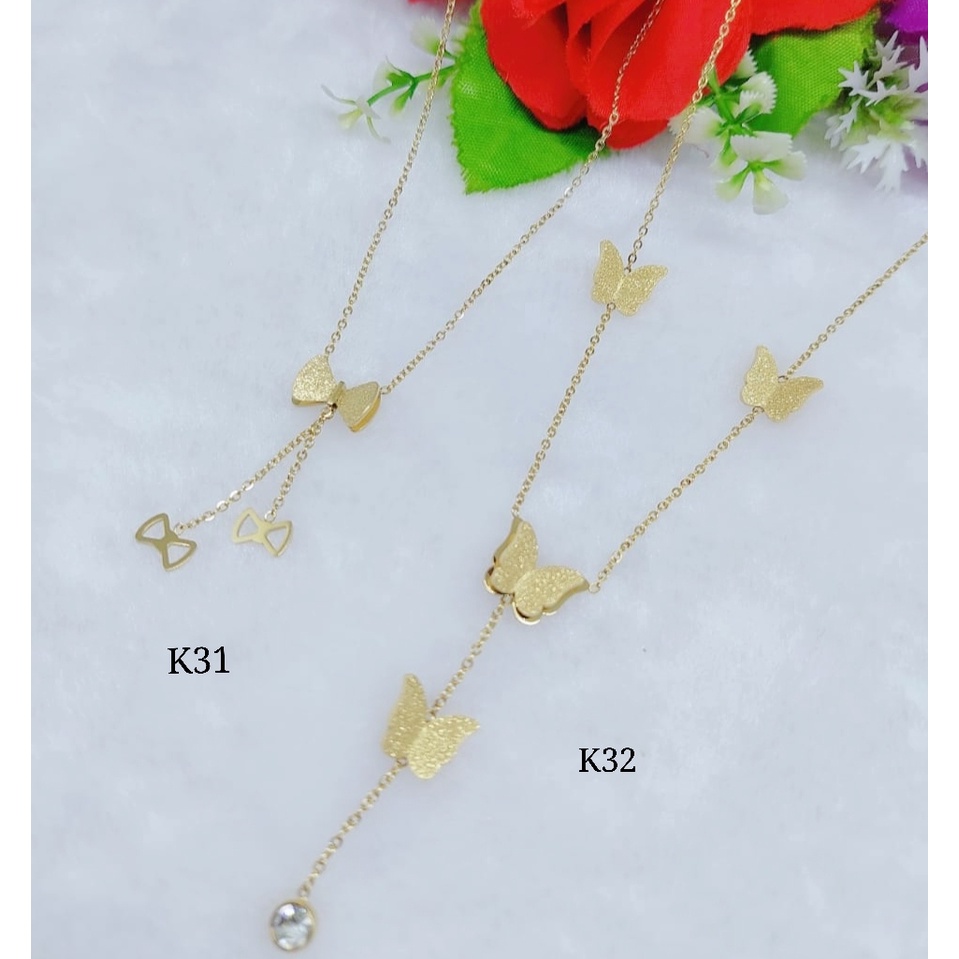 Kalung titanium permata perhiasan fashion K28-32