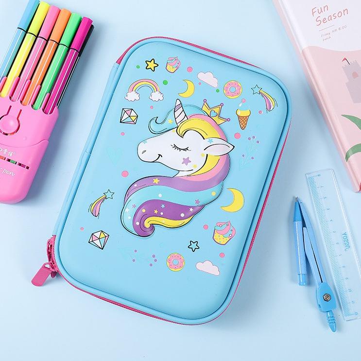 

uaz Tempat pensil unicorn kotak pensil pensil case hardtop 3D unicorn lucu Promo Hari ini