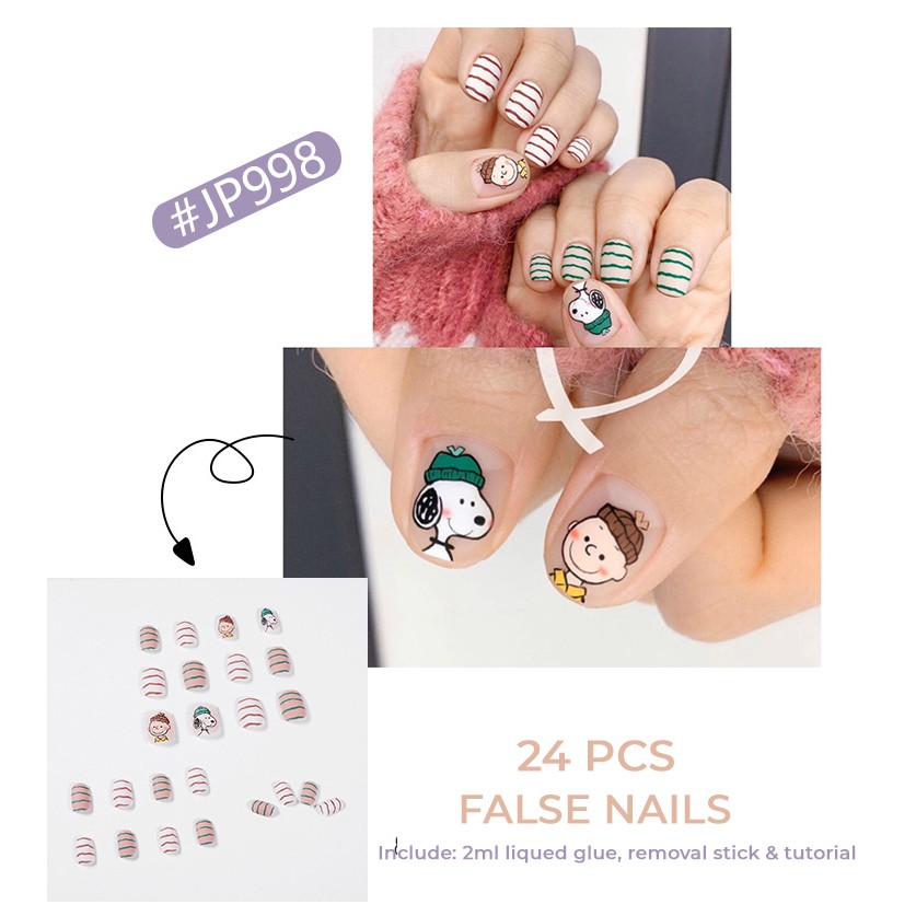 24 PCS False Nail #JP998 High Quality | Kuku Palsu Doff / Matte | Waterproof