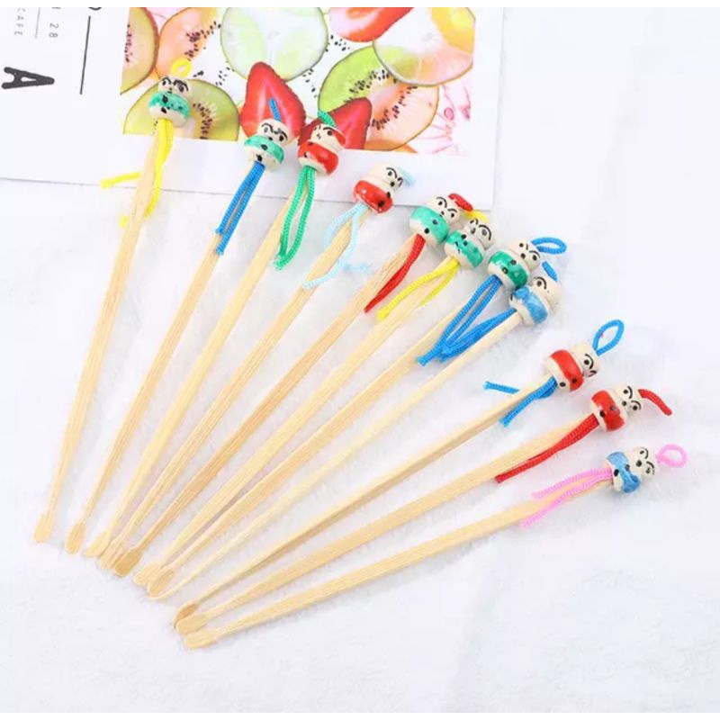 ( PROMO 15PC ) KOREK KUPING KAYU BONEKA IMPORT PANJANG ±12CM..