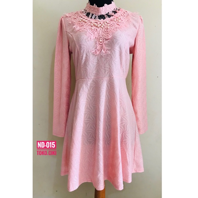 [ND-015] New Dress Terusan Gaun Pesta Brokat Pink