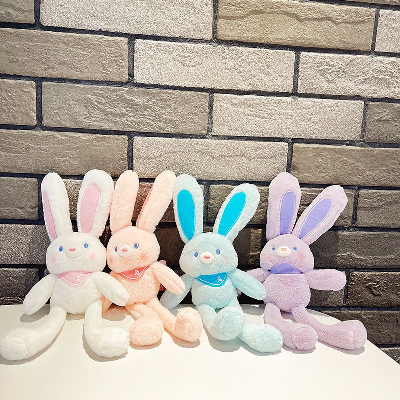 New Pulling Ears Rabbit Plush Doll Car Key Chain Soft Stuffed Toys Schoolbag Pendant Gifts for Girls