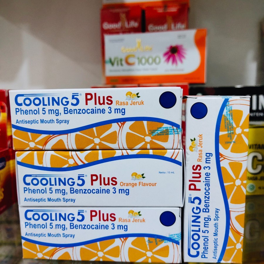COOLING 5 PLUS 15 ML - Rasa Jeruk Menghilangkan Sakit Gigi Nyeri Daerah Mulut Antiseptic Mouth Spray Semprot