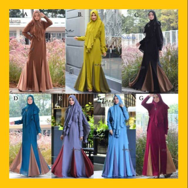 ORIGINAL BRAND GAMIS SYAR'I SAKURA SYARI PART 2 BY SUKRIYA BUSANA MUSLIM WANITA SET SYAR'I TERBARU