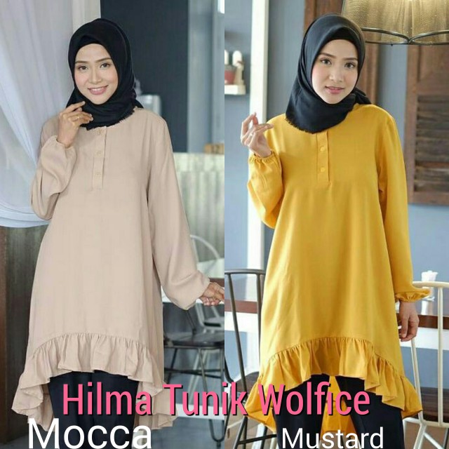 Baju kancing depan / Atasan hijab murah / Grosir pakaian : Hilma Tunik