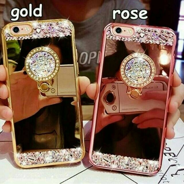 Samsung J7 Pro Softcase Mirror Diamond + Ring