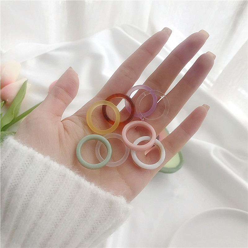 Cincin Bahan Resin Warna-Warni Gaya Retro Korea Untuk Hadiah