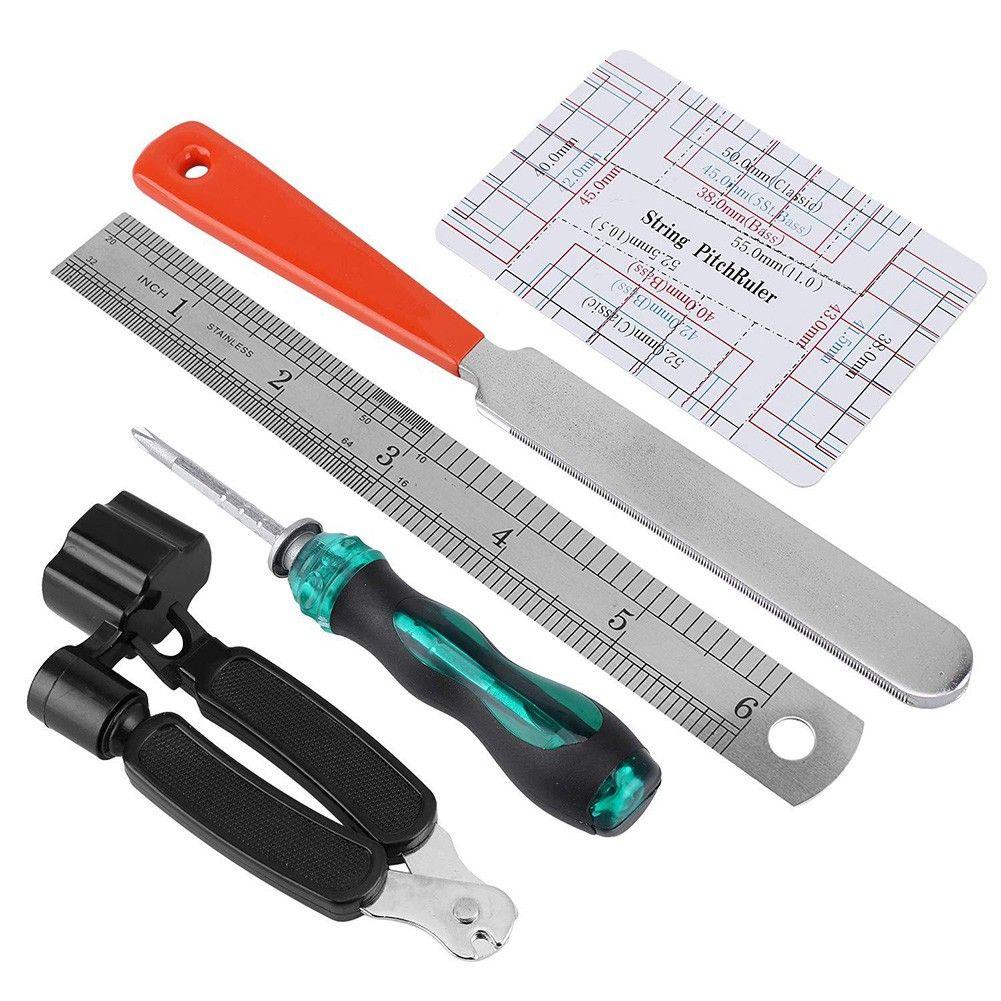 Nanas 20PCS Kit Alat Gitar Kunci Pas Tuning Akustik Leveling Action Ruler Repairing Set