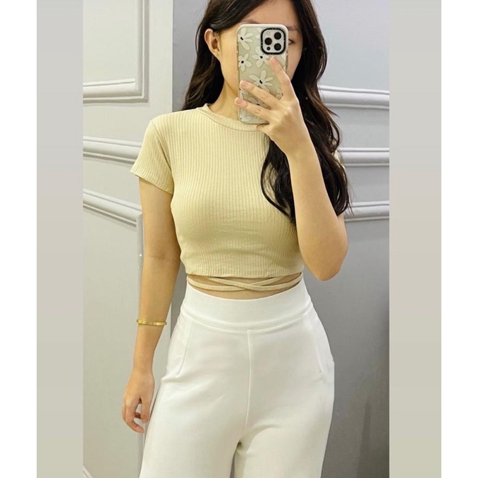 Rope hailey crop top / crop top basic / korean crop top tali / top tali