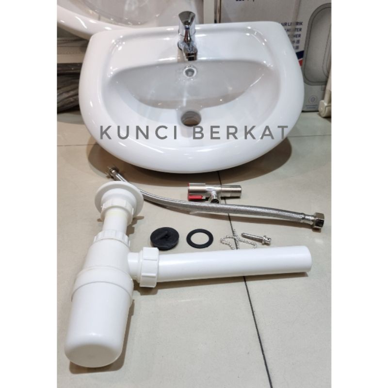 Wastafel Gantung + Kran + Shifon Plastik/Wastafel Dinding + Accesories/Wastafel Komplite