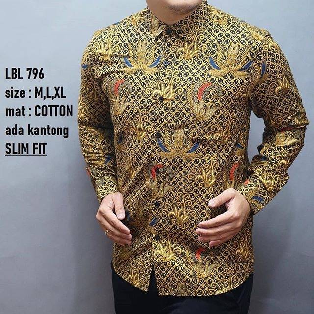 LBL 796 HEM KEMEJA BATIK PRIA SLIM FIT LENGAN PANJANG LUIGI BATANI